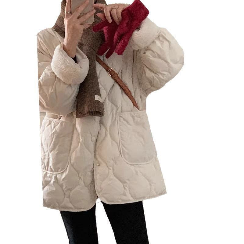Collarless Quilted Longline Jacket