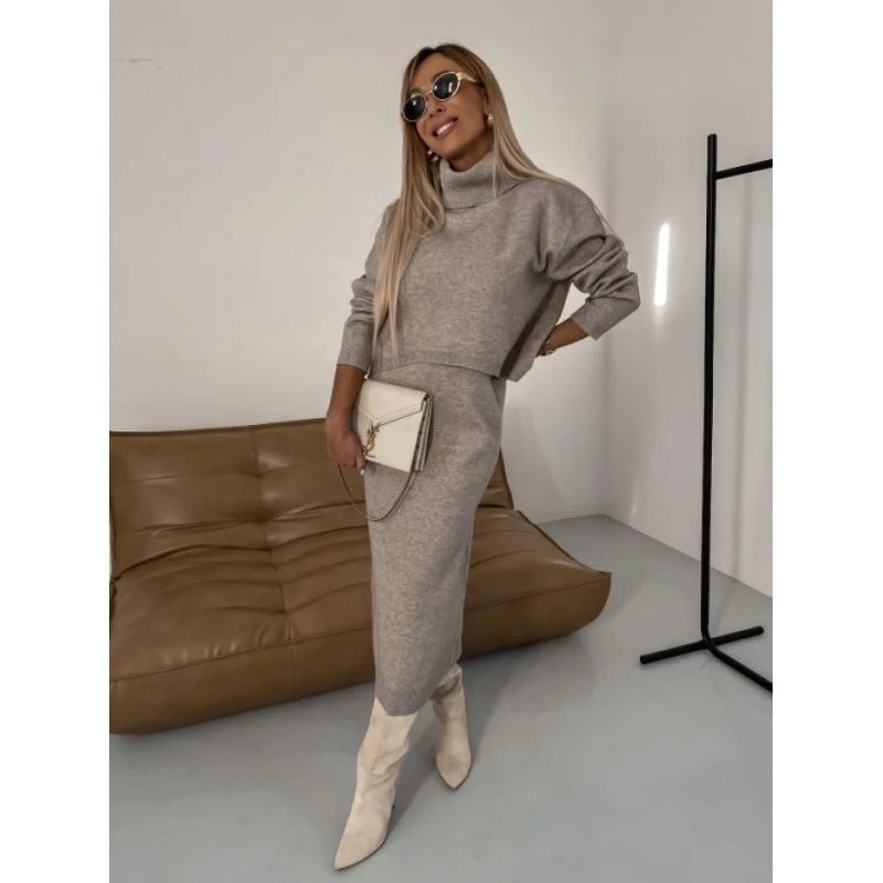 Roll-Neck Top and Midi Dress Set