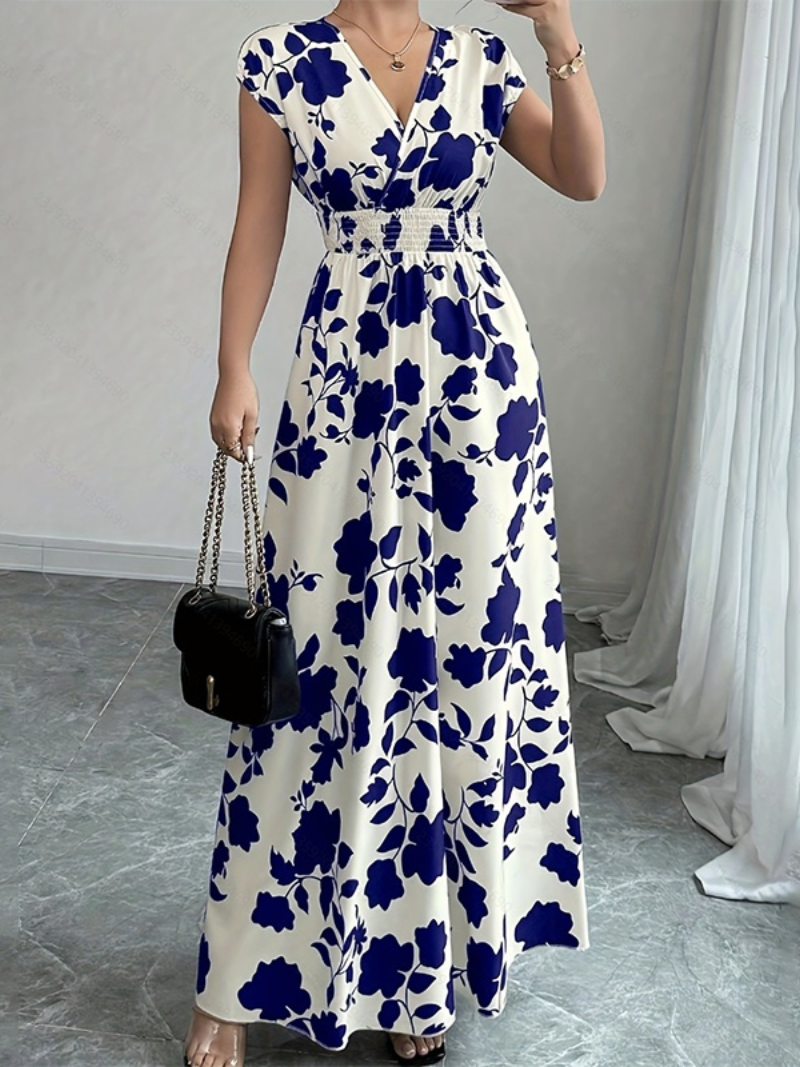 V-Neck Wrap Summer Maxi Dress