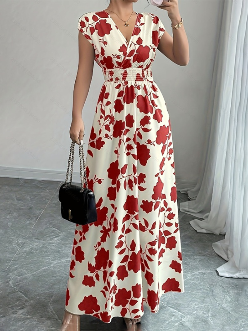 V-Neck Wrap Summer Maxi Dress