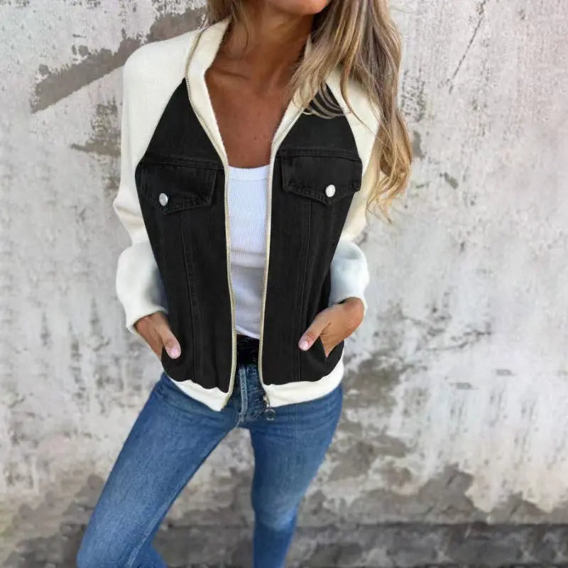 Hooded Patchwork Denim Jacket