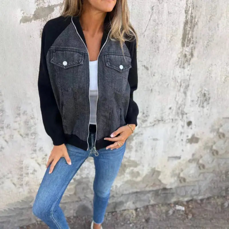 Hooded Patchwork Denim Jacket