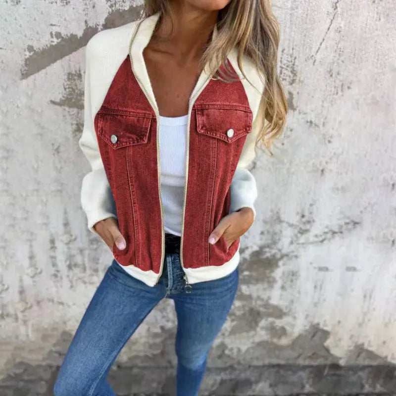 Hooded Patchwork Denim Jacket