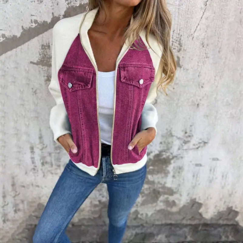 Hooded Patchwork Denim Jacket