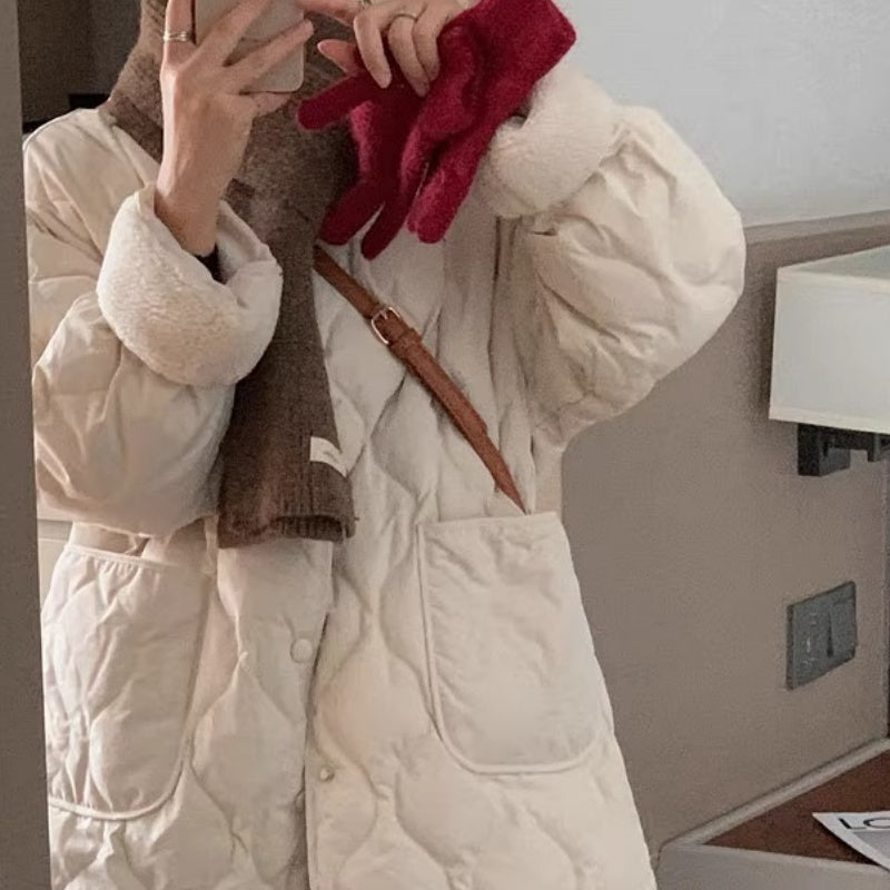 Collarless Quilted Longline Jacket