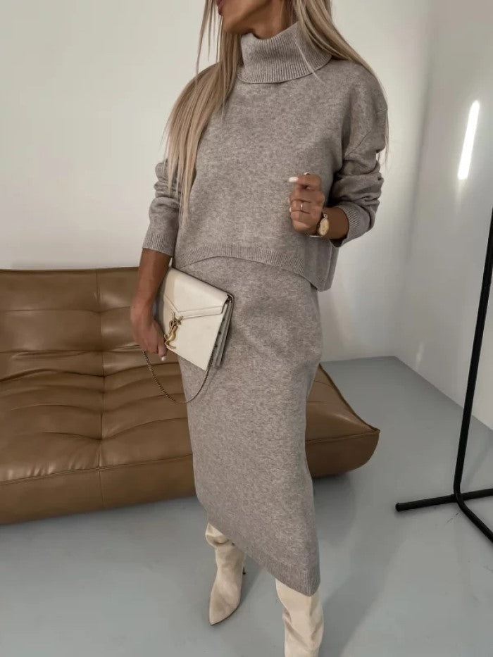 Roll-Neck Jumper and Maxi Skirt Set