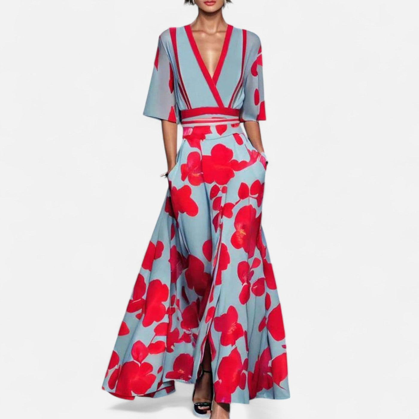 Pink Short-Sleeve Wedding Guest Dress