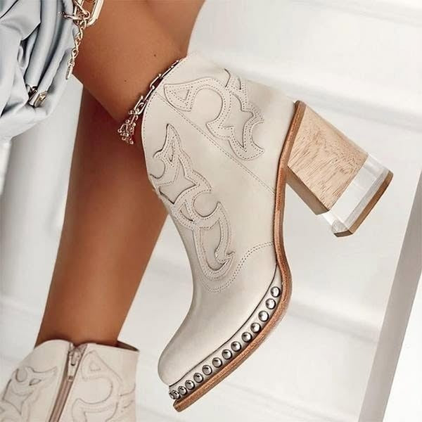 Embroidered Western Ankle Boots