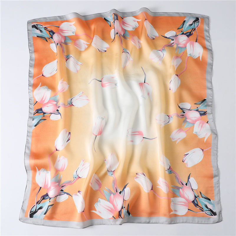 Floral Print Silk Scarf