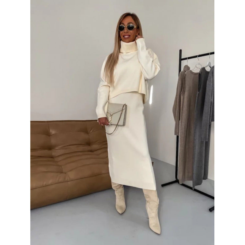 Roll-Neck Top and Midi Dress Set