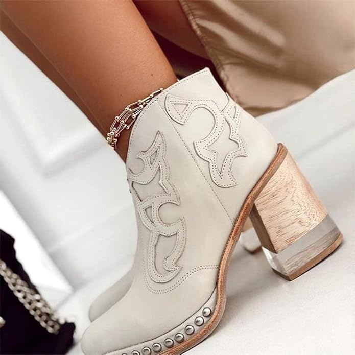 Embroidered Western Ankle Boots