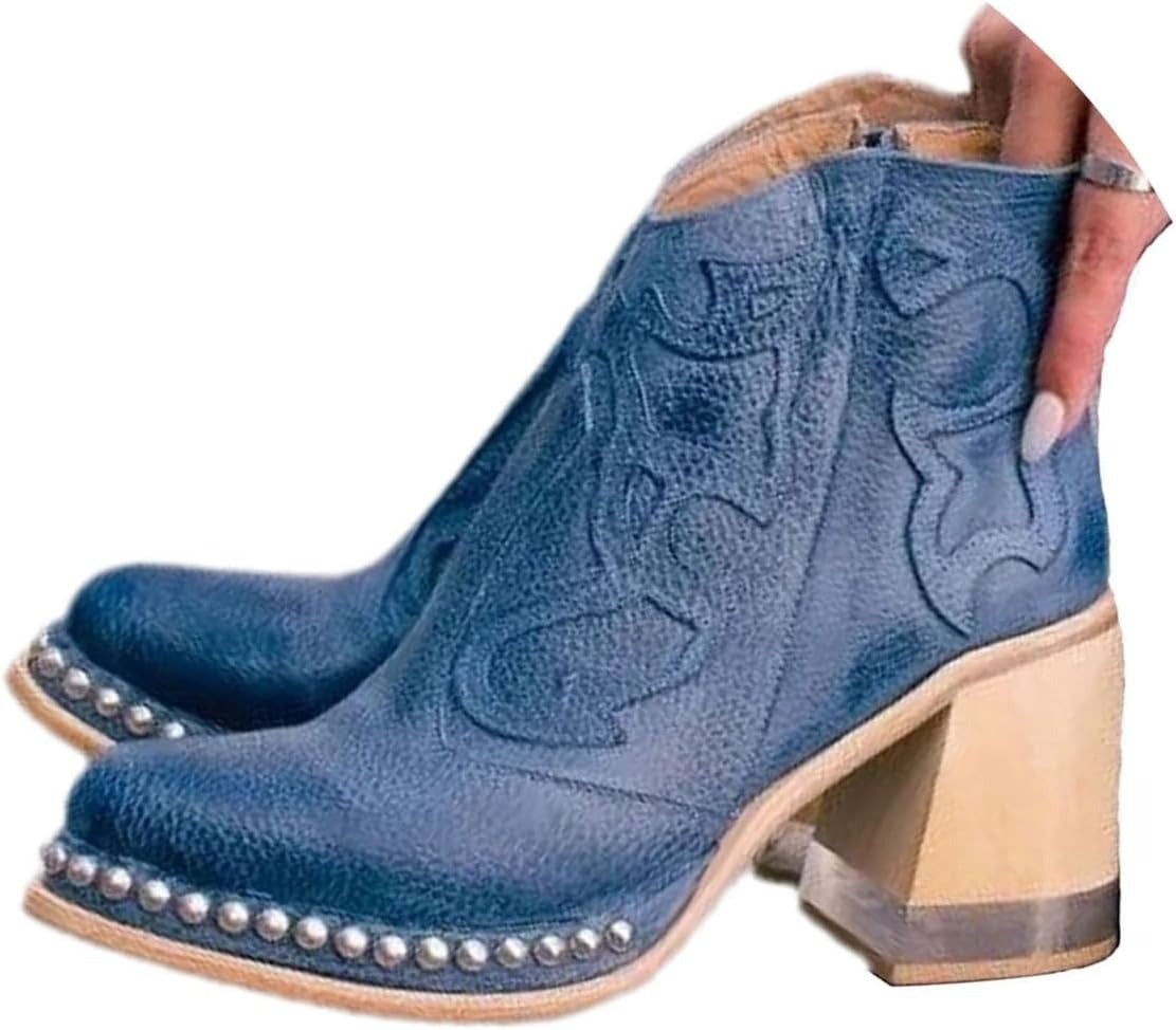 Embroidered Western Ankle Boots