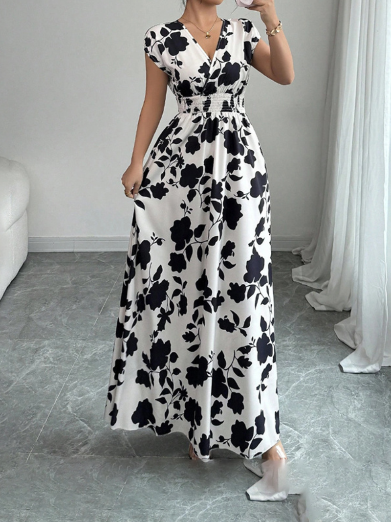 V-Neck Wrap Summer Maxi Dress