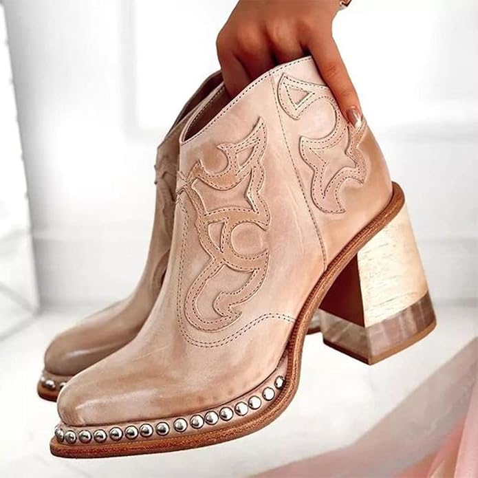 Embroidered Western Ankle Boots