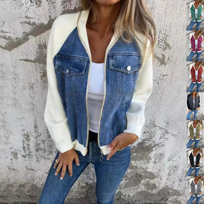 Hooded Patchwork Denim Jacket