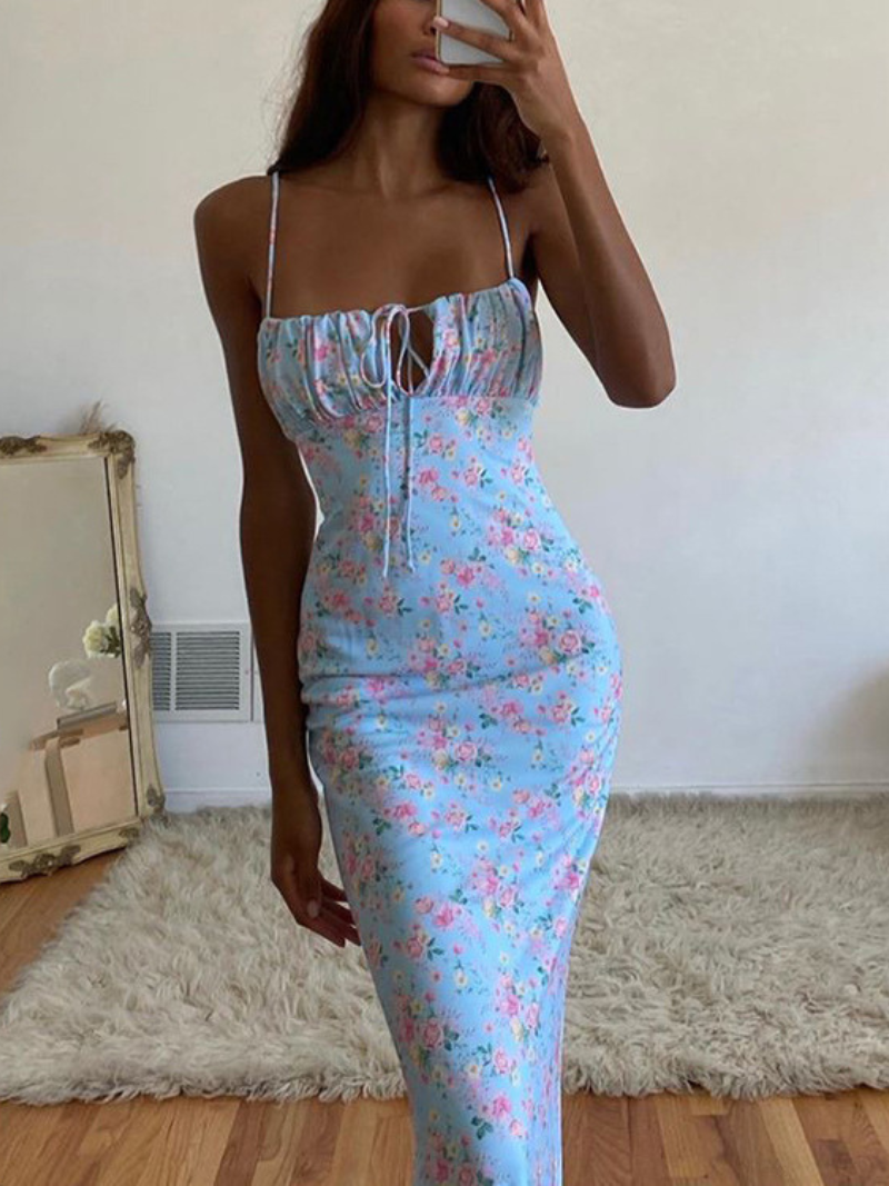 Off-Shoulder Printed Pleated Maxi Dress