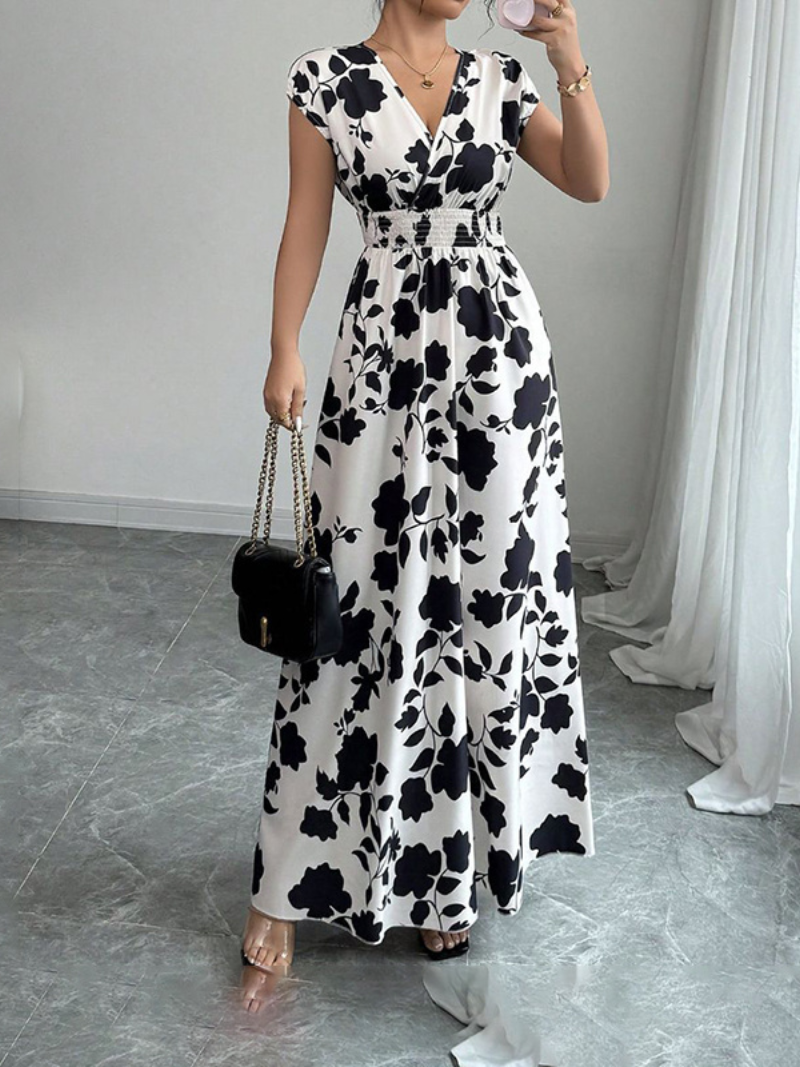 V-Neck Wrap Summer Maxi Dress
