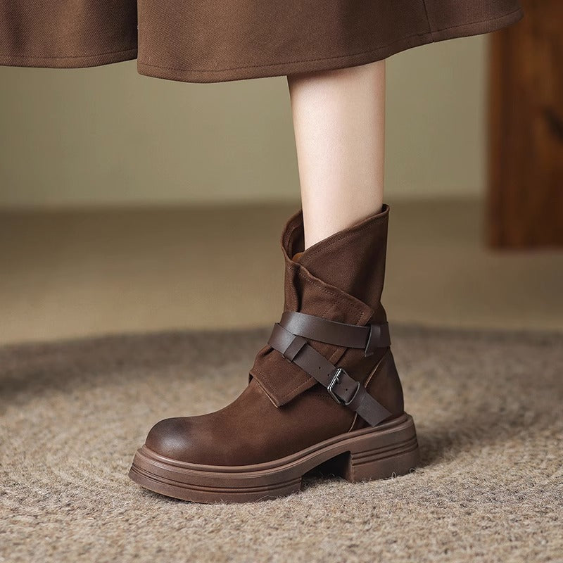 Buckle Platform Ankle Boots