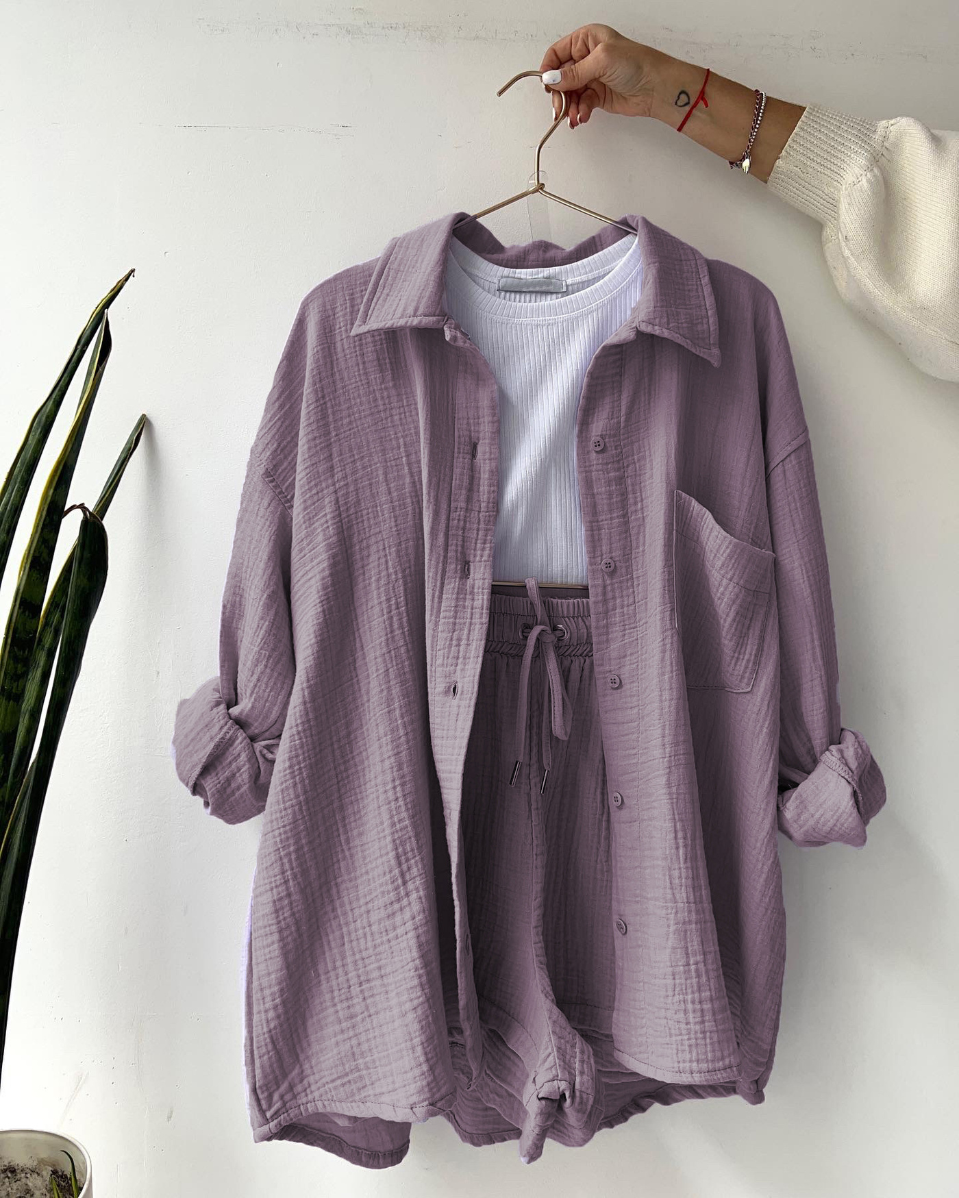 Long-Sleeve Shirt and Shorts Set