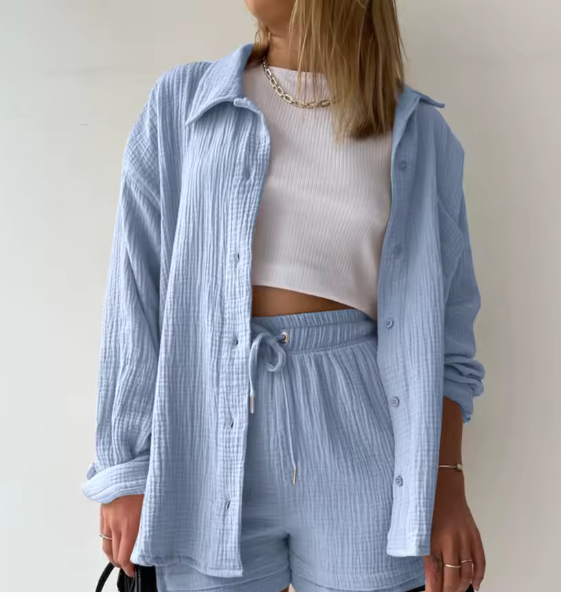 Long-Sleeve Shirt and Shorts Set