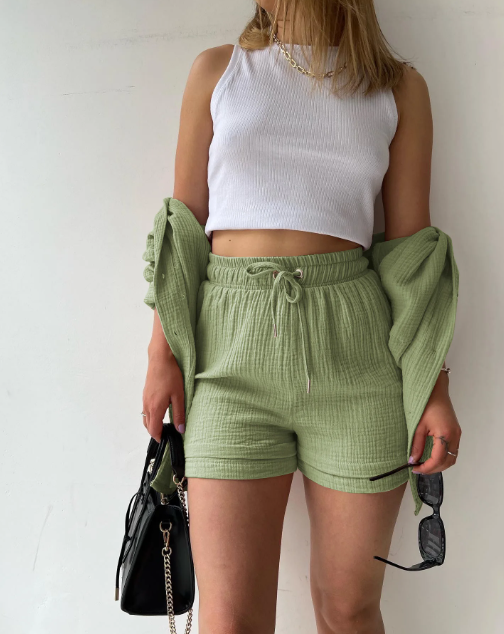 Long-Sleeve Shirt and Shorts Set