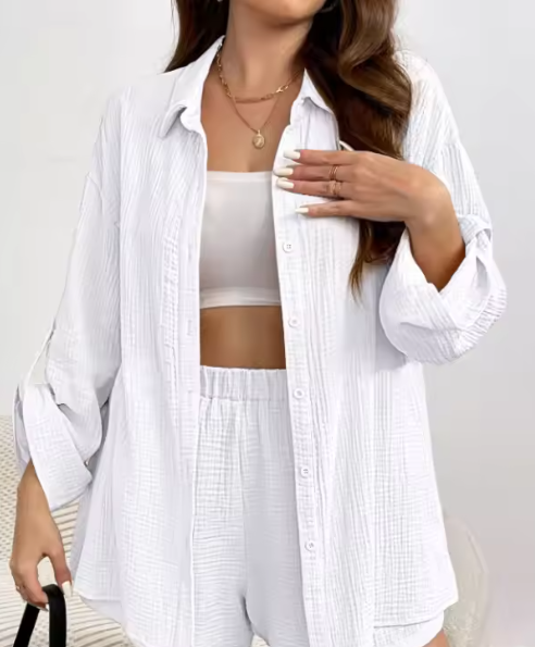 Long-Sleeve Shirt and Shorts Set