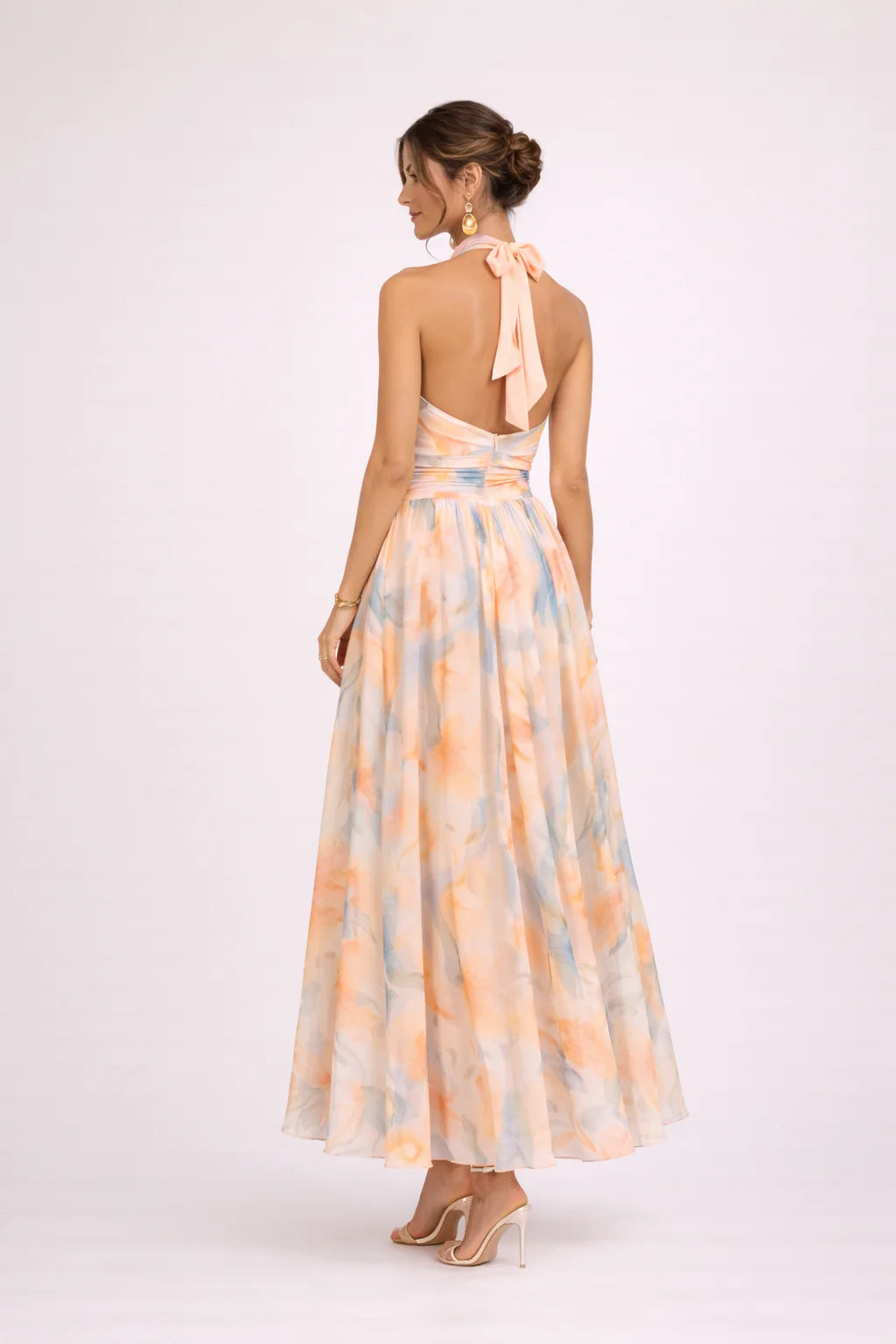 Backless Floral Holiday Maxi Dress