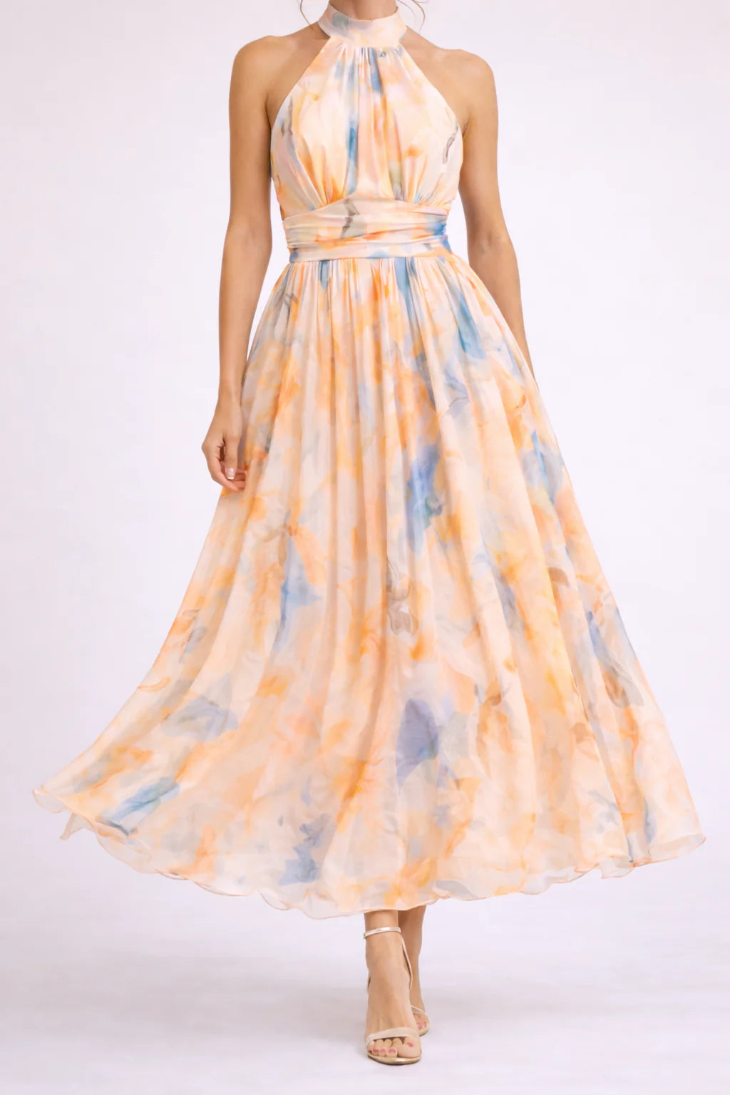Backless Floral Holiday Maxi Dress