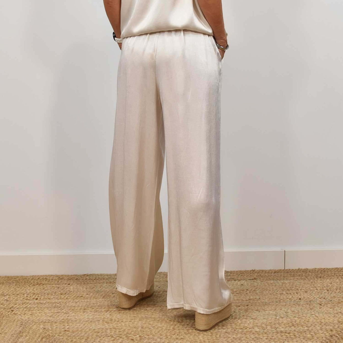 Satin Top and Wide-Leg Trouser Set