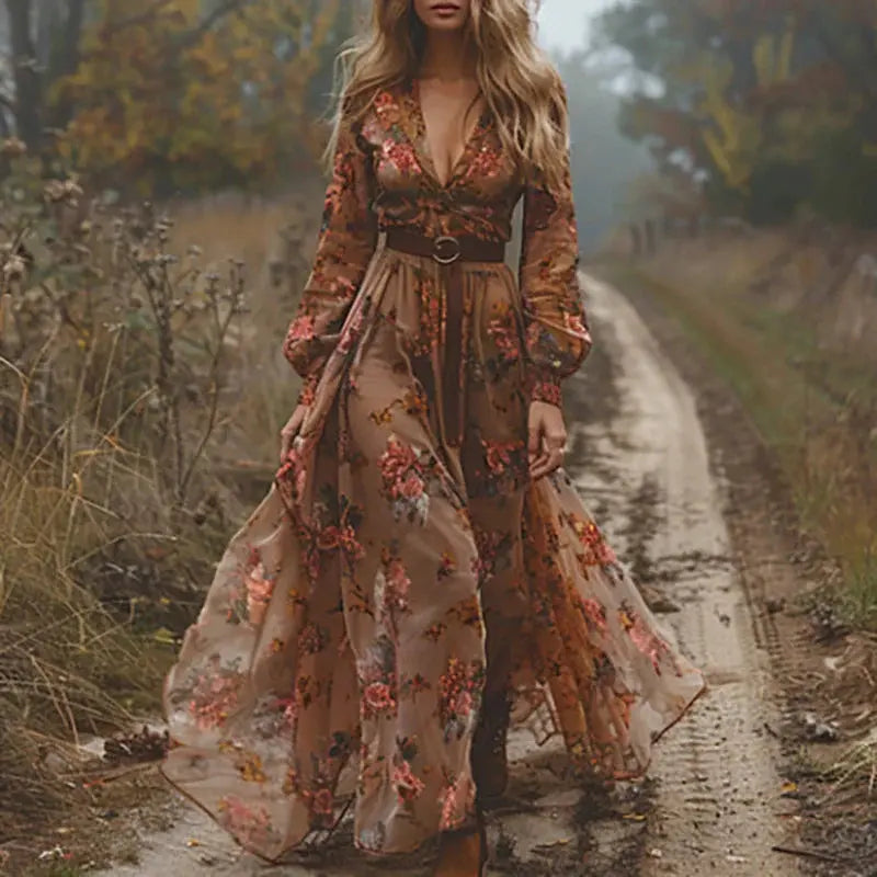One-Shoulder Floral Maxi Dress