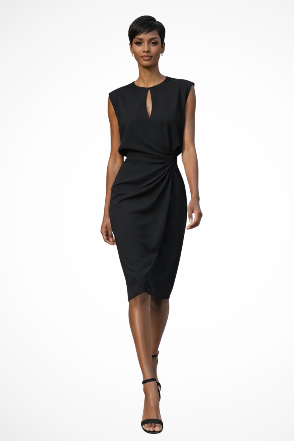 Ruched Wrap Midi Dress