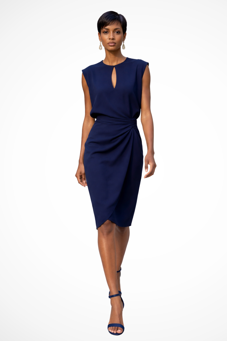 Ruched Wrap Midi Dress