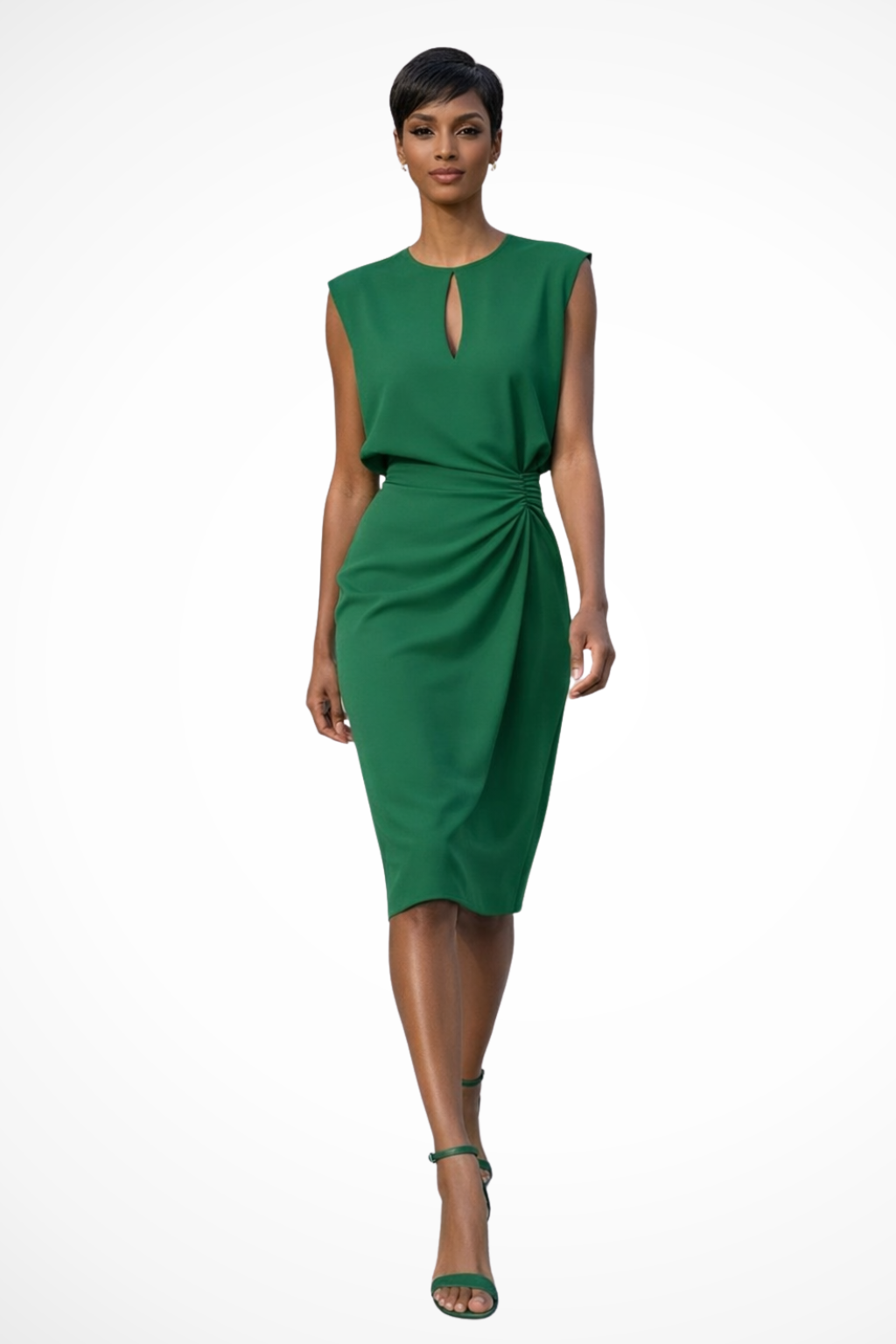 Ruched Wrap Midi Dress