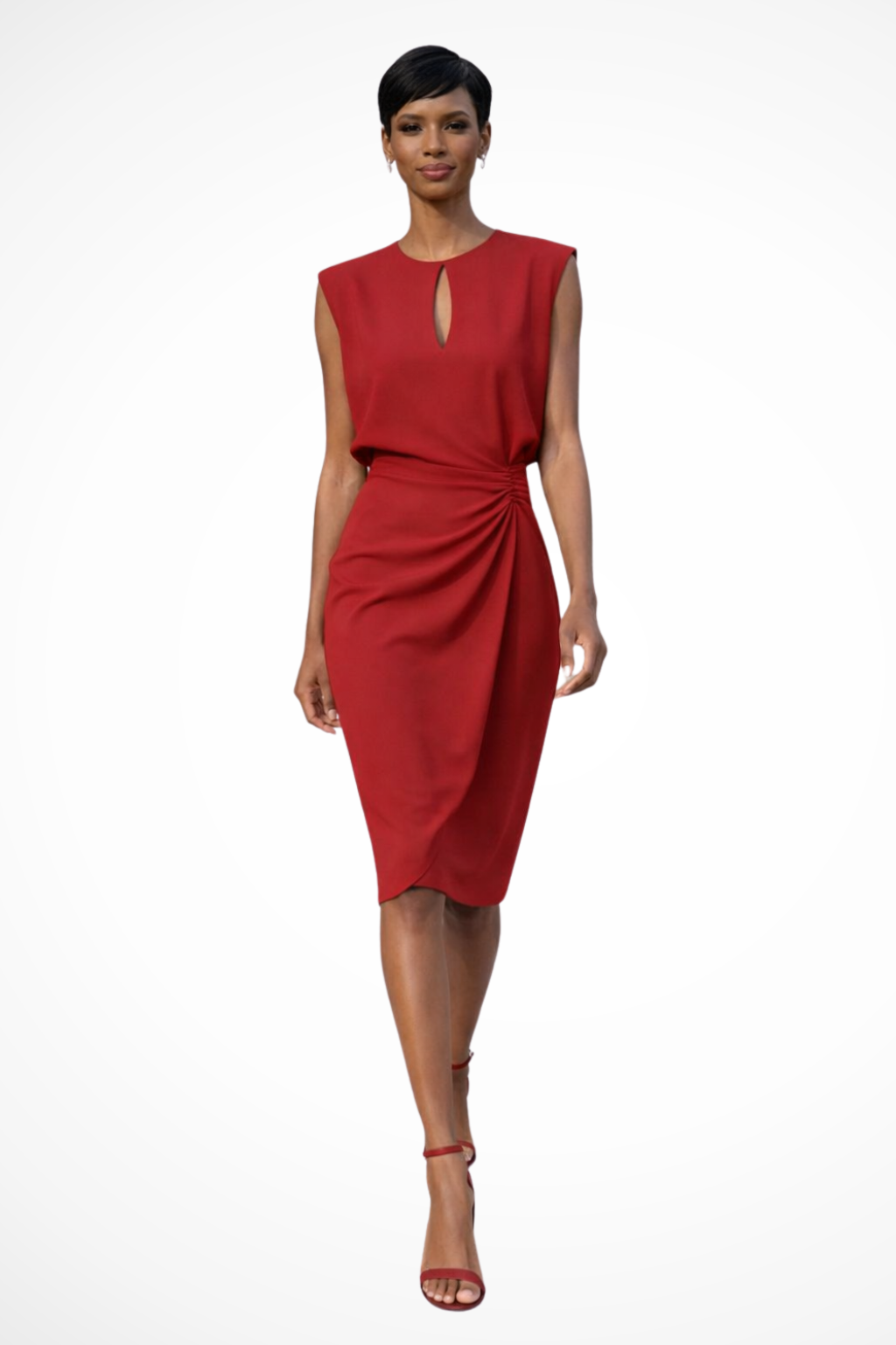 Ruched Wrap Midi Dress