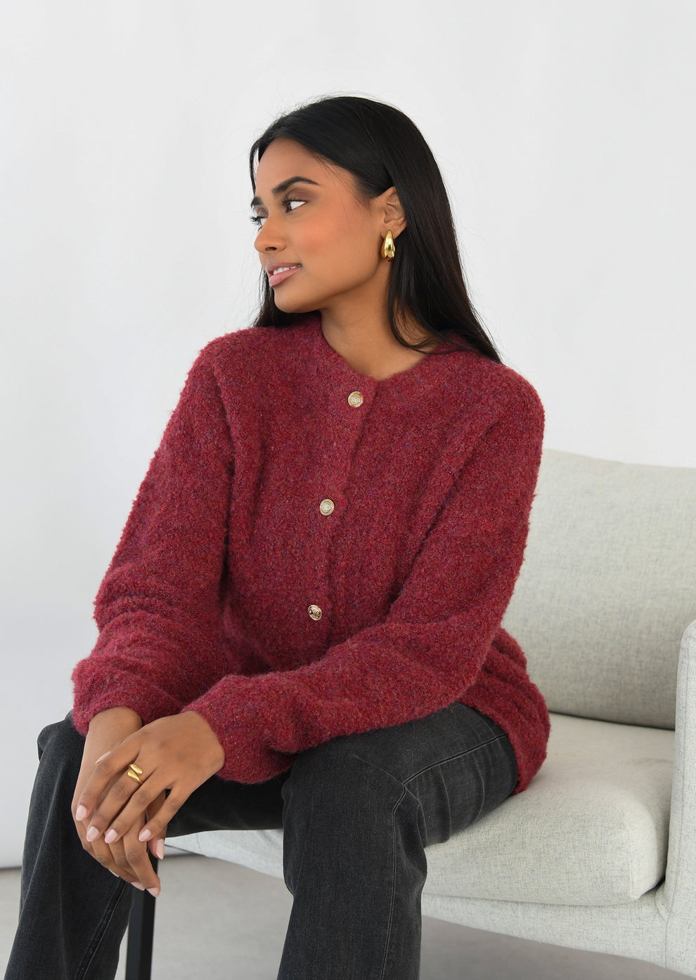 Oversized Bouclé Wool Cardigan