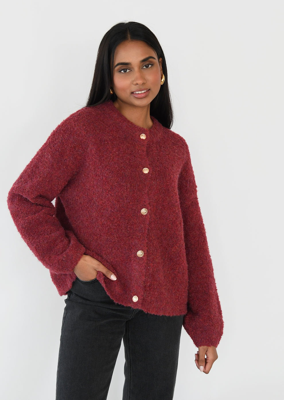 Oversized Bouclé Wool Cardigan