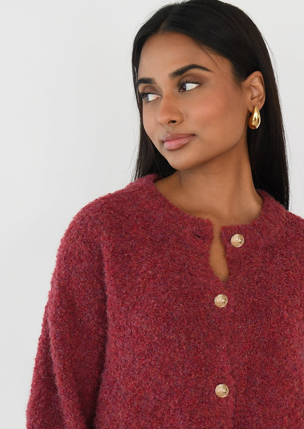 Oversized Bouclé Wool Cardigan