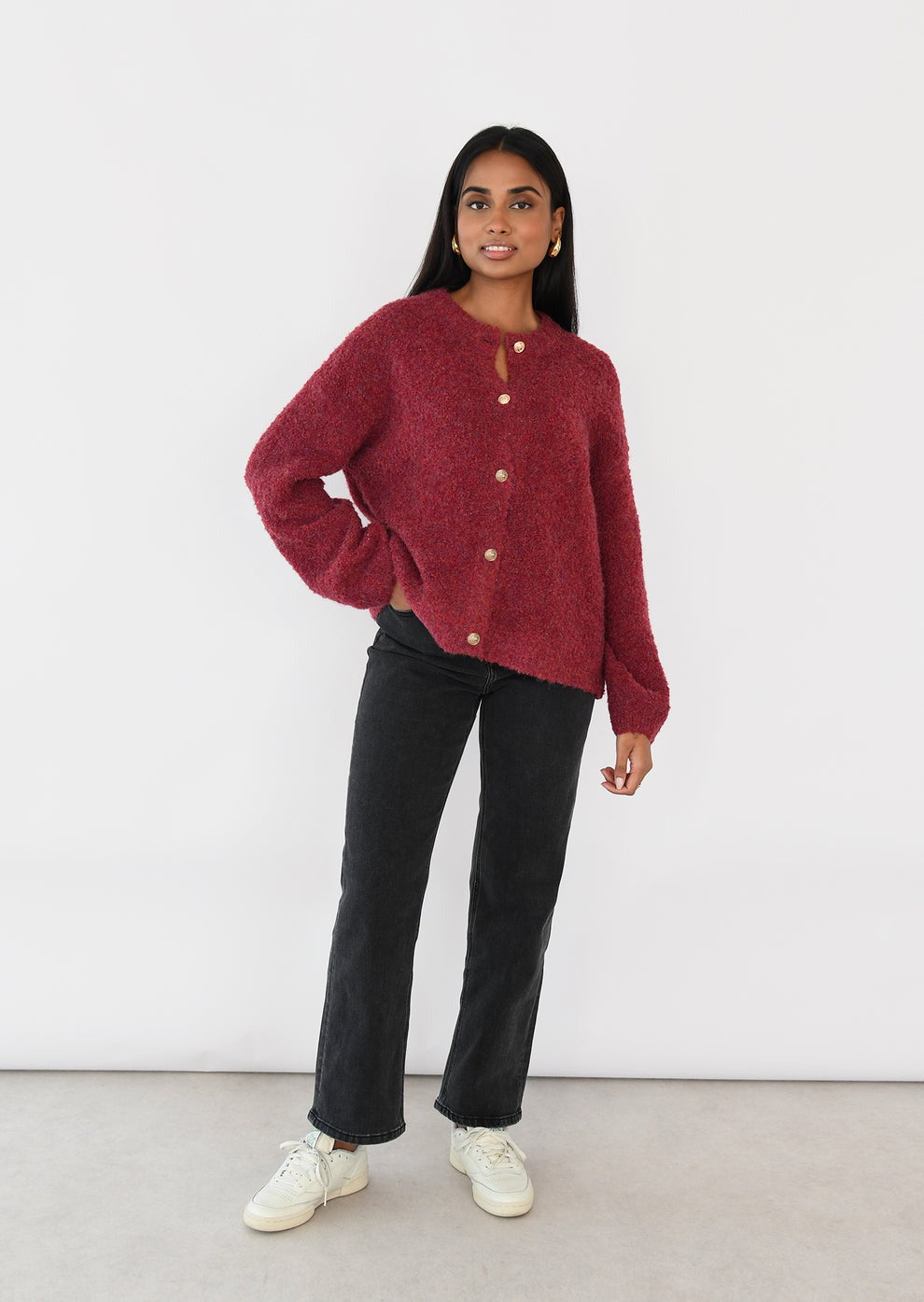 Oversized Bouclé Wool Cardigan
