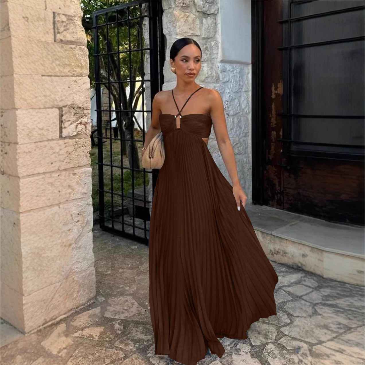 Strapless Pleated Summer Maxi Dress