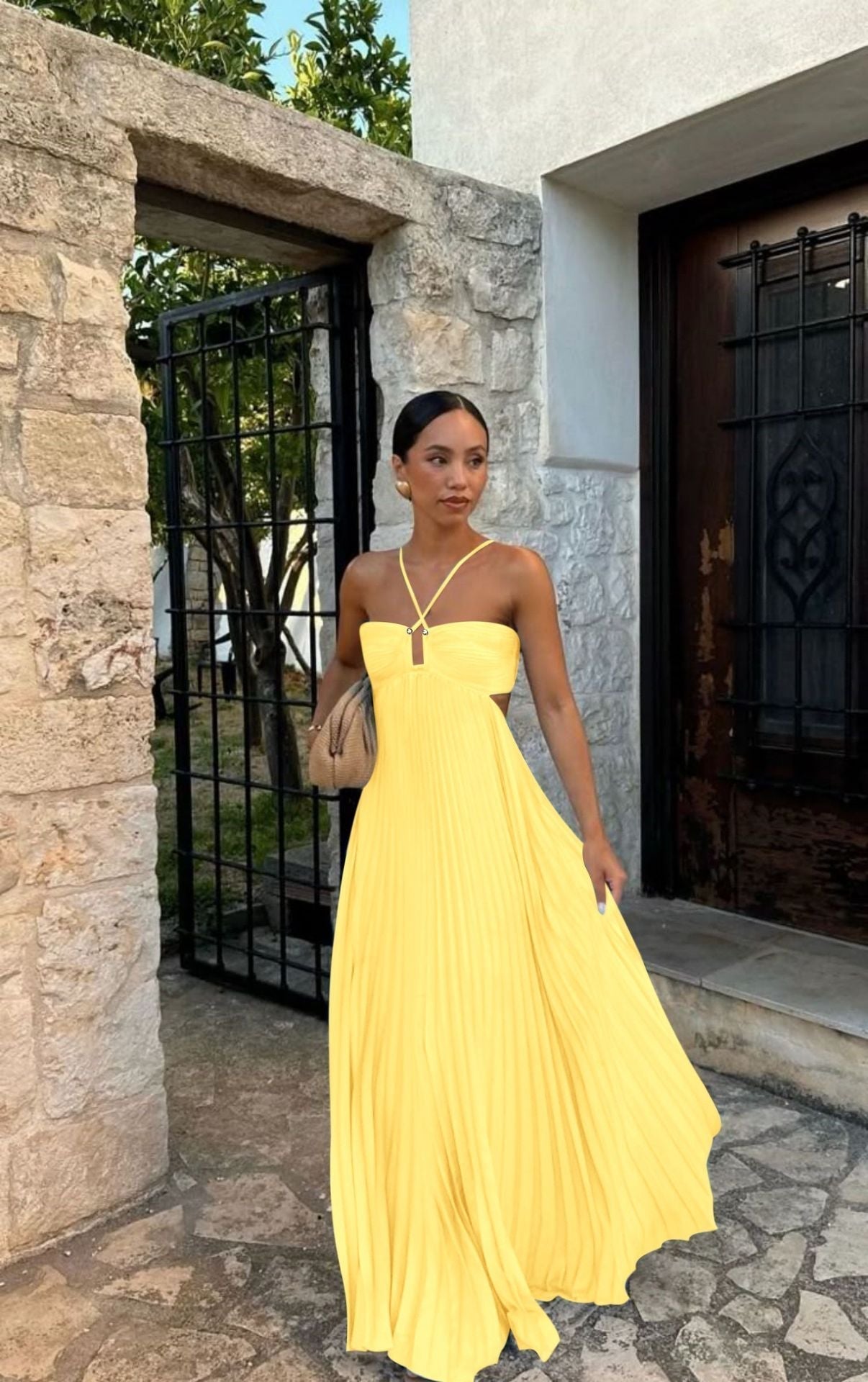 Strapless Pleated Summer Maxi Dress