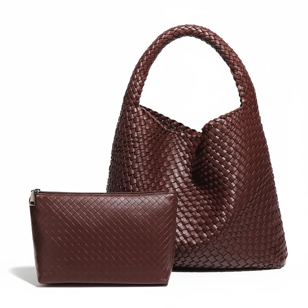 Woven Vegan Leather Tote Bag