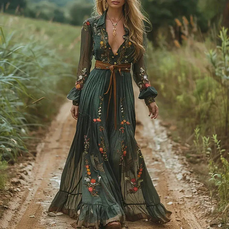 One-Shoulder Floral Maxi Dress