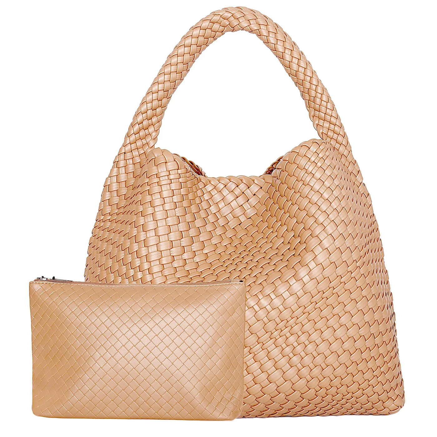 Woven Vegan Leather Tote Bag