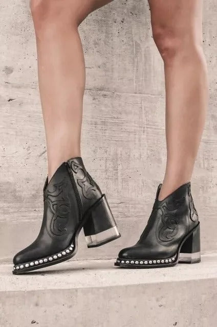 Embroidered Western Ankle Boots