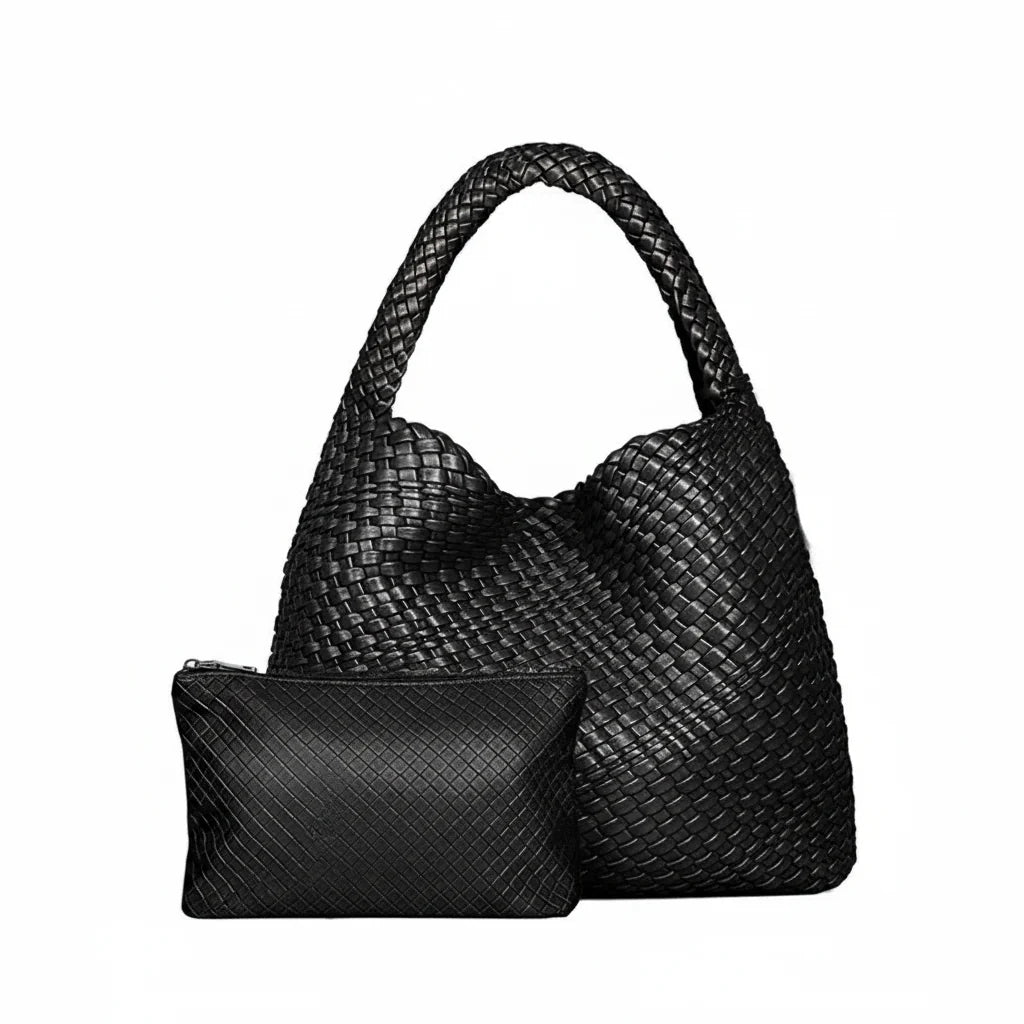 Woven Vegan Leather Tote Bag