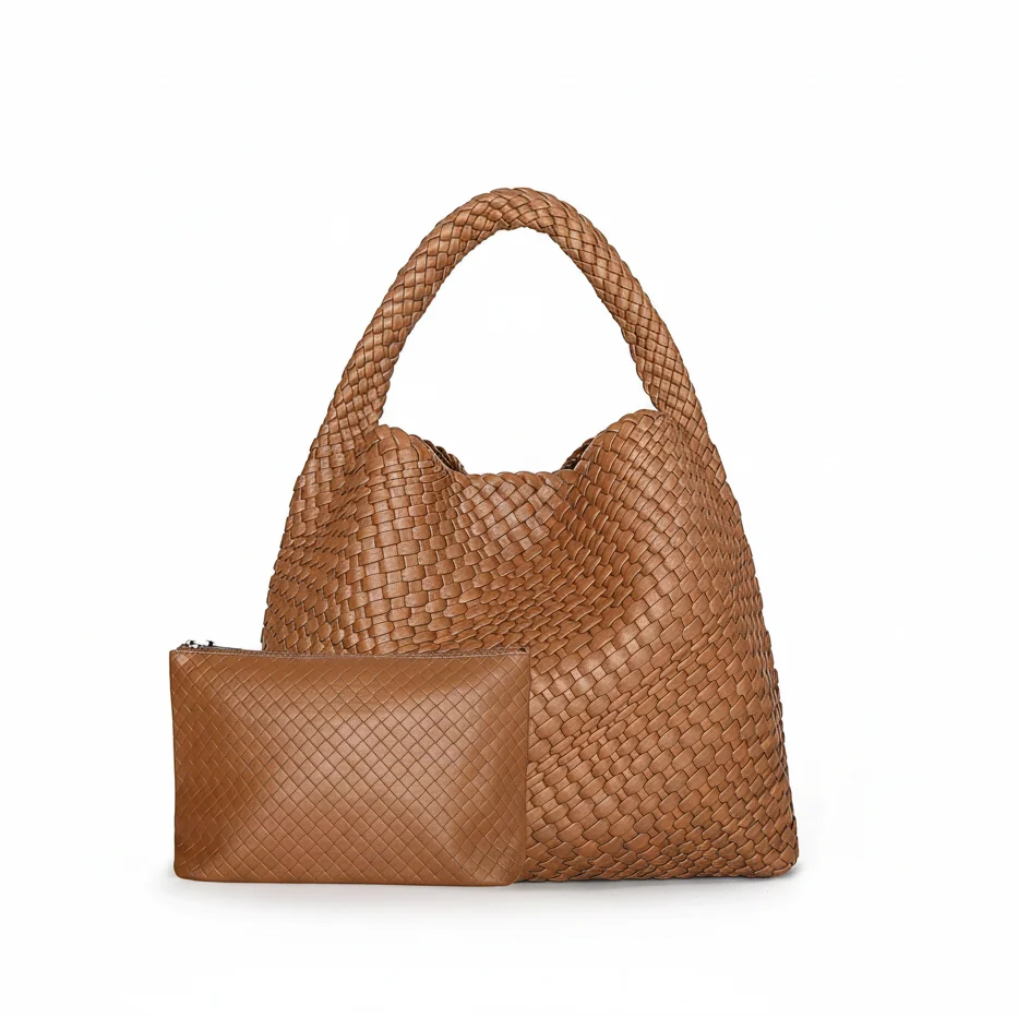 Woven Vegan Leather Tote Bag