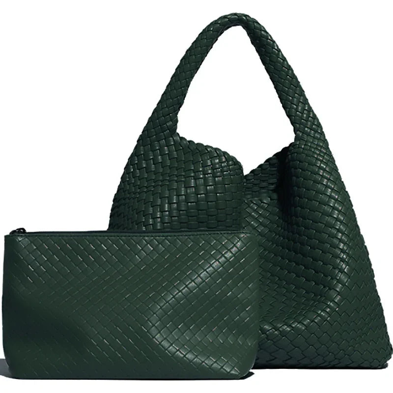 Woven Vegan Leather Tote Bag