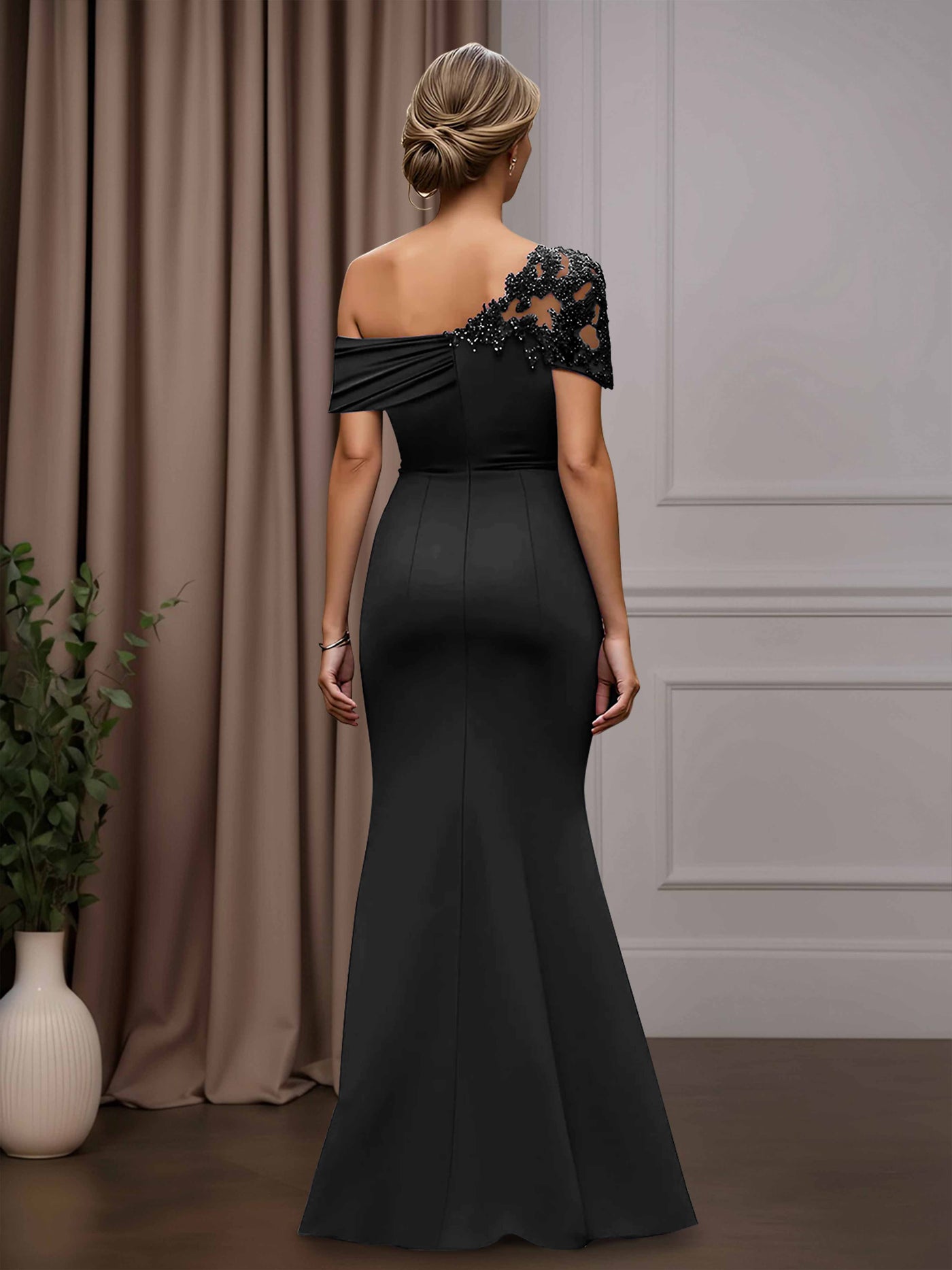 One-Shoulder Mother-of-the-Bride Dress