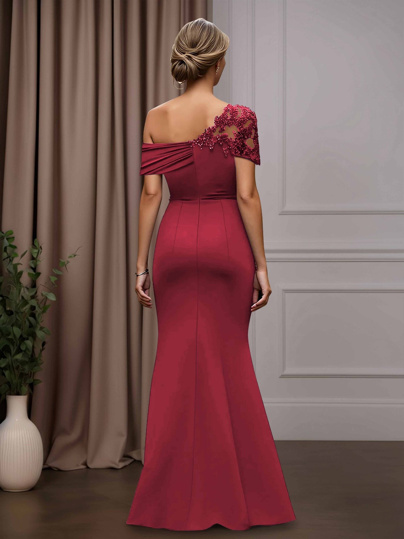 One-Shoulder Mother-of-the-Bride Dress