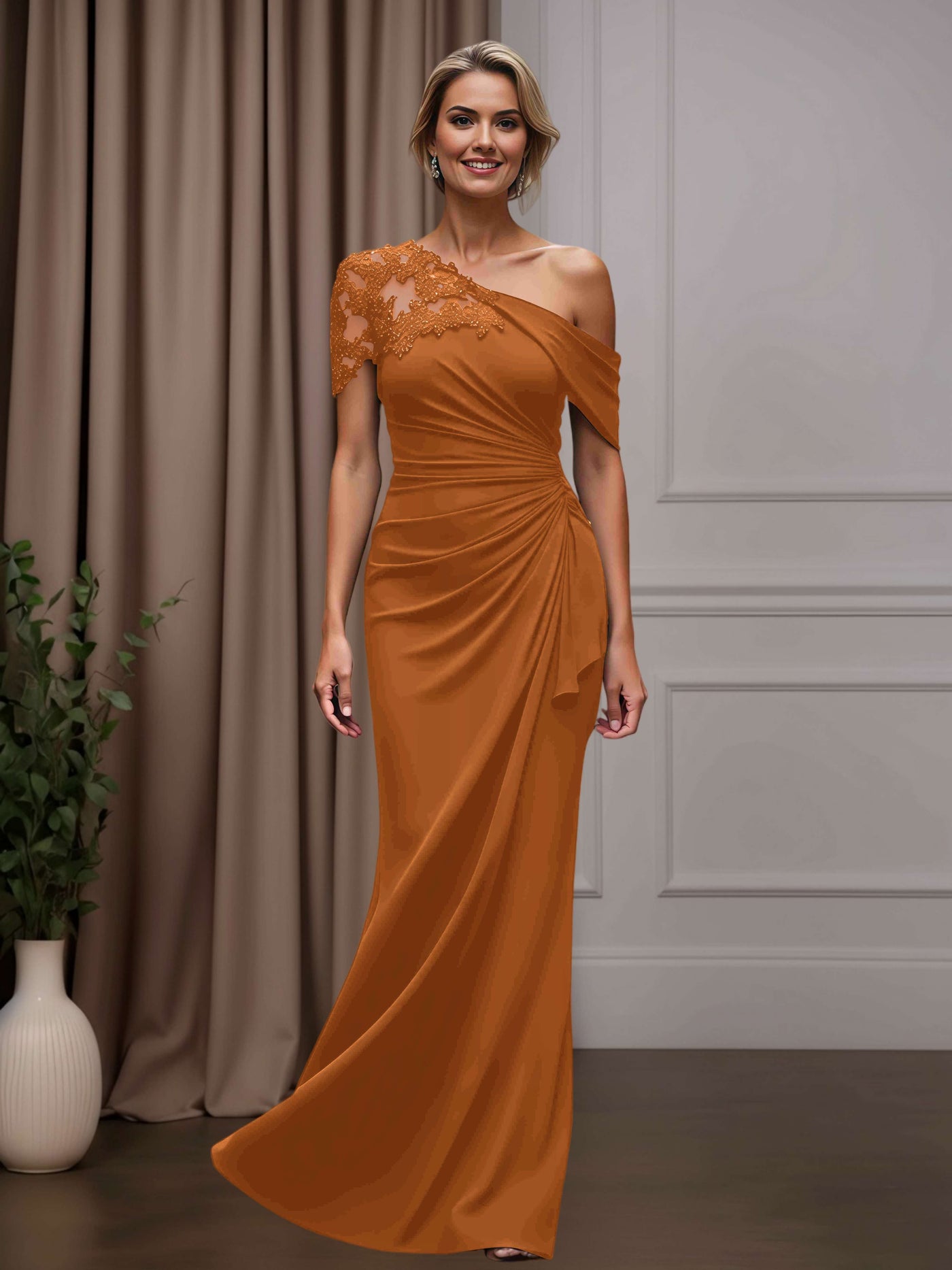 One-Shoulder Mother-of-the-Bride Dress